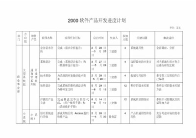 互聯網銷售平臺軟件項目開發計劃表